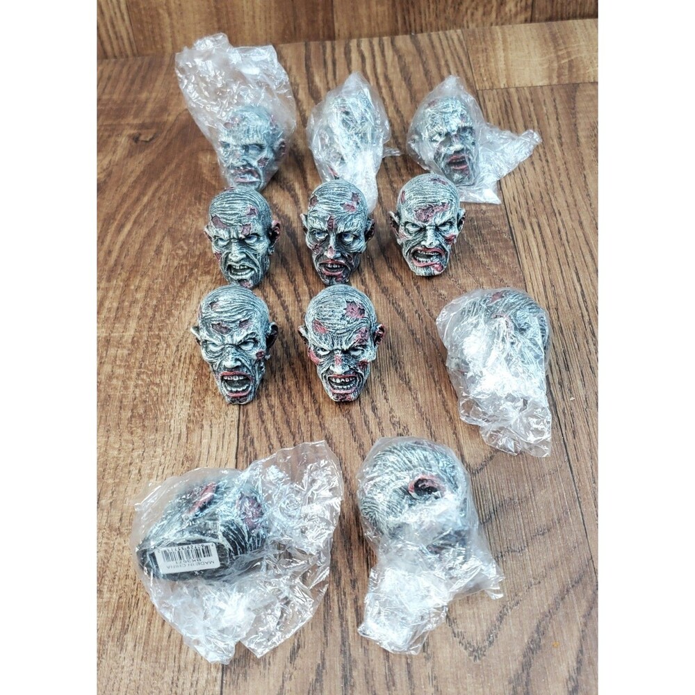 Zombie Horror Heads Miniature Pewter Figures 1.5” Lot of 11 New